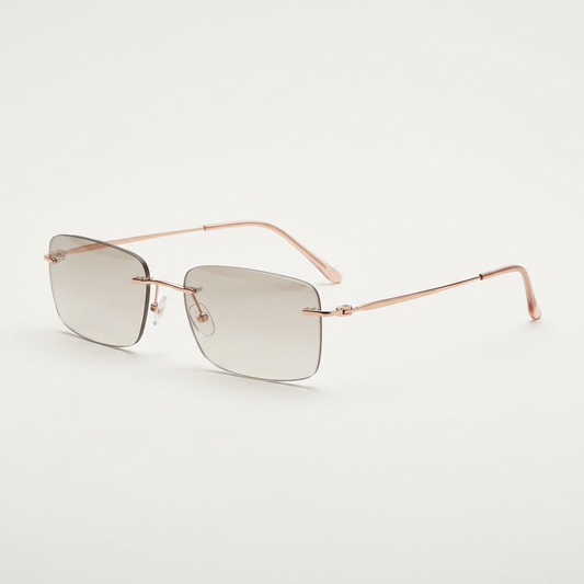 The Pimlico rimless rectangular sunglasses on white